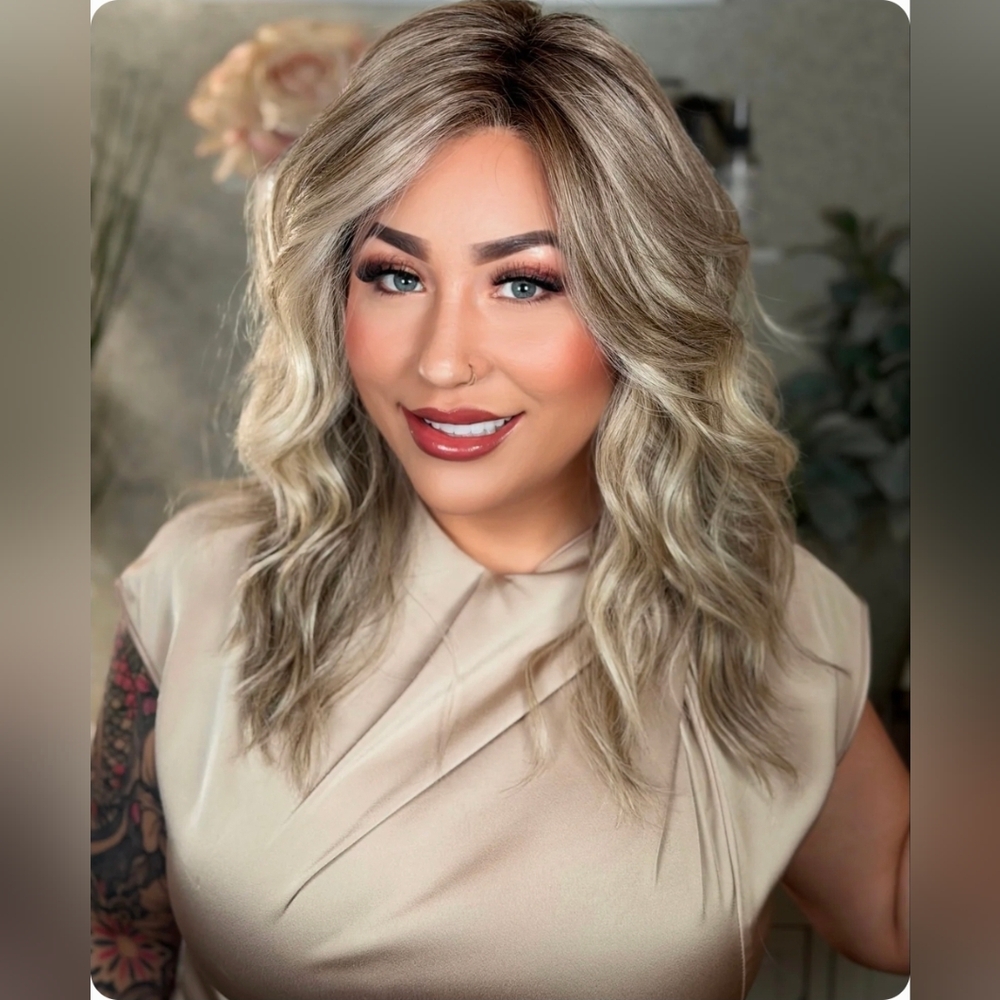 Luxury Full Monofilament Wavy Wig Toasted Coconut Blonde